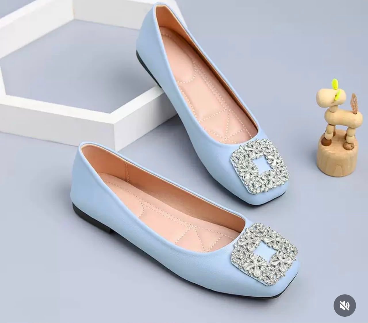 Blue Rhinestone Flats