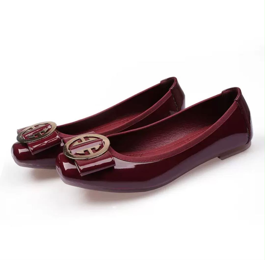Burgundy Buckle Flats
