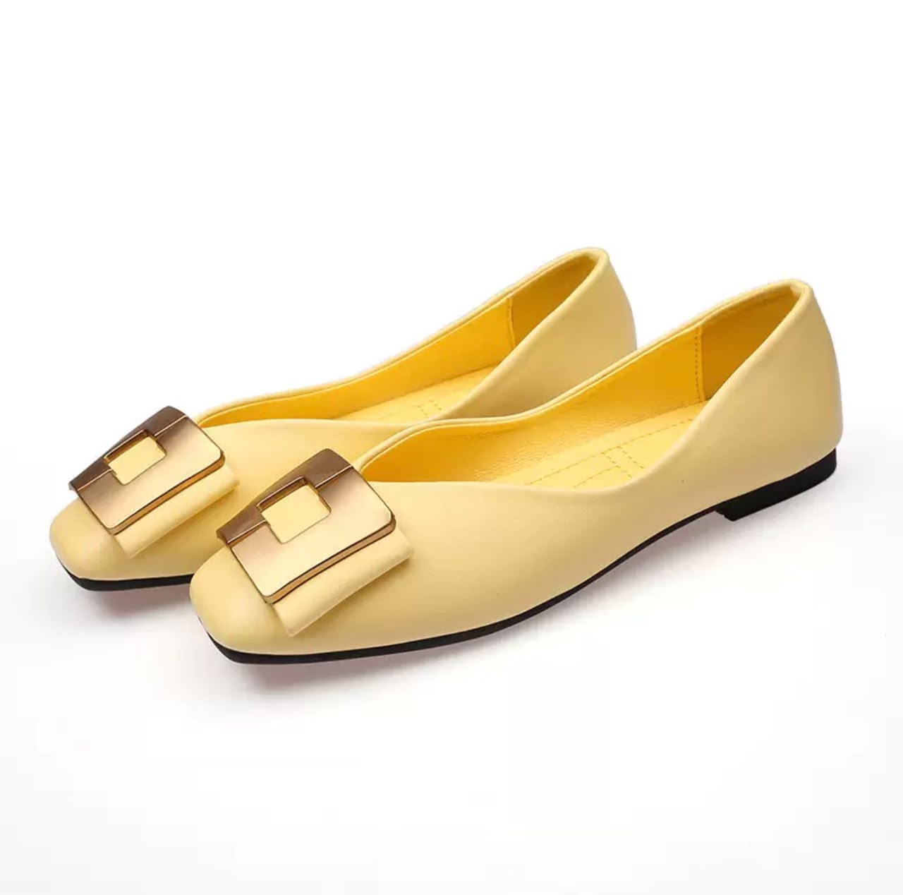 Yellow Buckle Flats